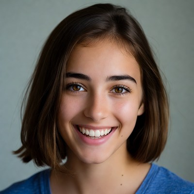 Smiling young woman with brown hair