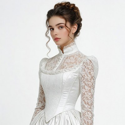 Woman in Victorian lace gown