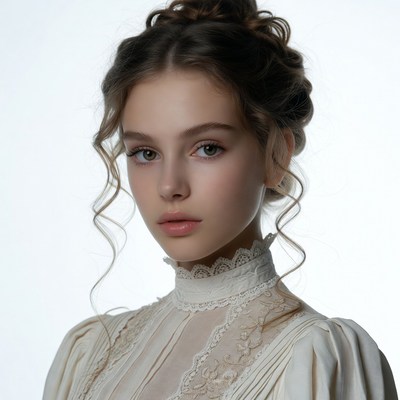 Woman in Victorian lace blouse