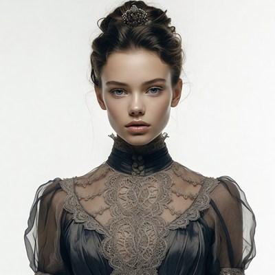 Woman in Victorian lace dress