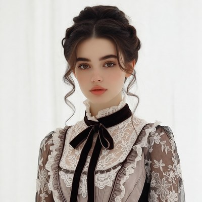 Woman in Victorian lace dress