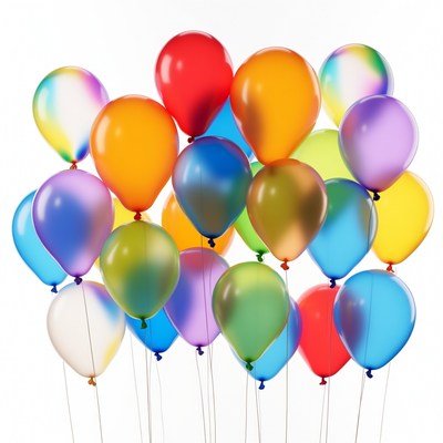 Colorful Balloons on White Background