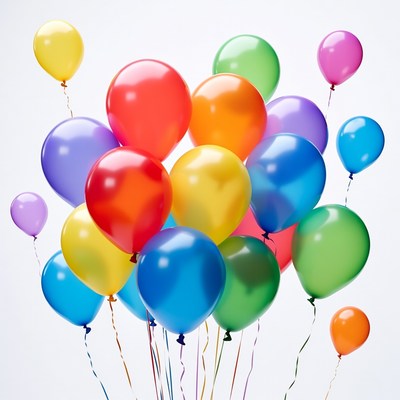 Colorful Balloons Cluster on White