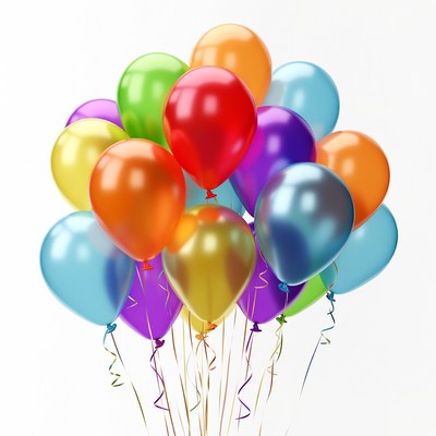 Colorful Balloons Bunch on White Background