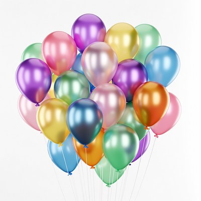 Colorful Balloons Cluster on White