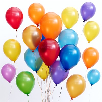 Colorful Balloons Cluster on White Background