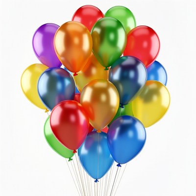 Colorful Balloons Bouquet on White