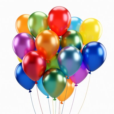 Colorful Balloons Bunch on White Background
