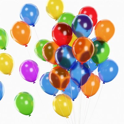 Colorful Balloons Floating on White