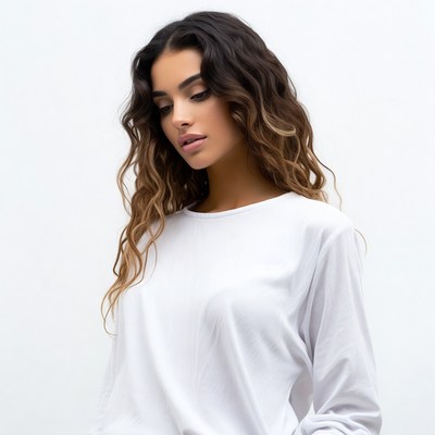 Woman with wavy brown hair