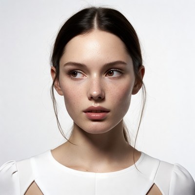 Young woman in white dress portrait