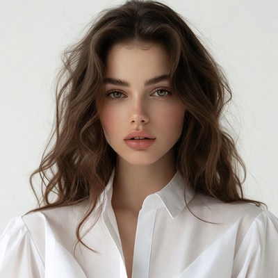 Beautiful woman with wavy brown hair