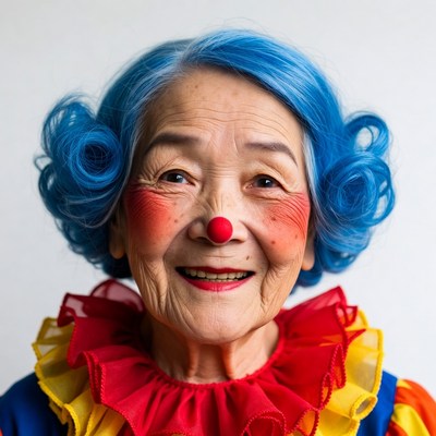 Elderly woman as clown