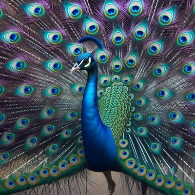 Peacock displaying vibrant feathers