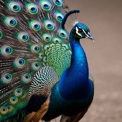 Peacock displaying vibrant feathers
