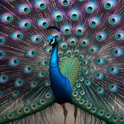 Peacock displaying vibrant feathers
