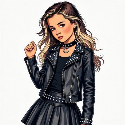 Girl in leather jacket and choker