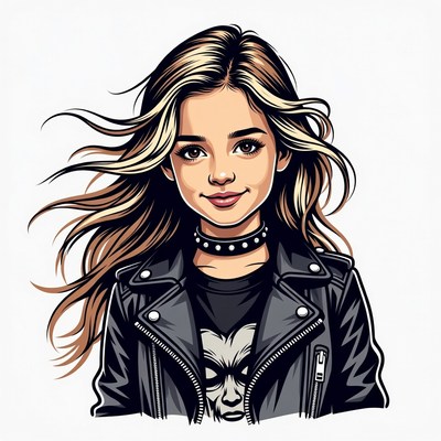 Girl in leather jacket with choker