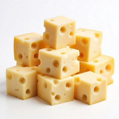 Stack of Swiss Cheese Cubes