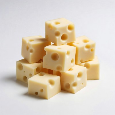 Stack of Swiss Cheese Cubes