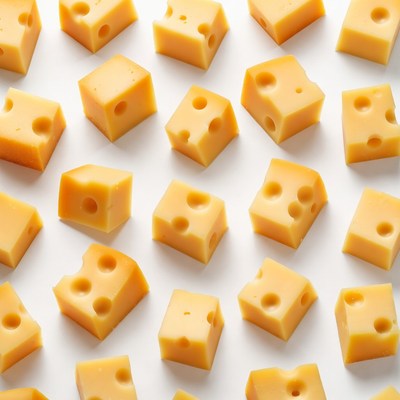 Cheddar Cheese Cubes on White