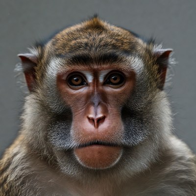 Close-up of long-tailed macaque face