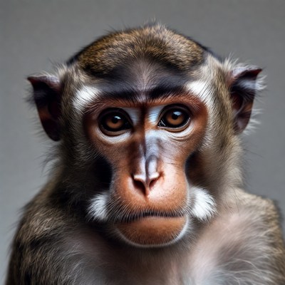 Close-up of crab-eating macaque monkey