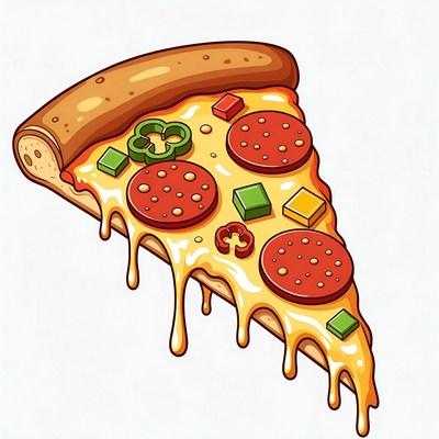Pepperoni Pizza Slice Illustration