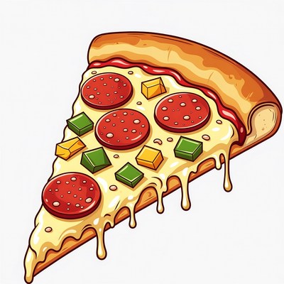 Pepperoni Pizza Slice Illustration