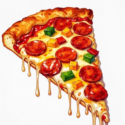 Pepperoni Pizza Slice with Cheese