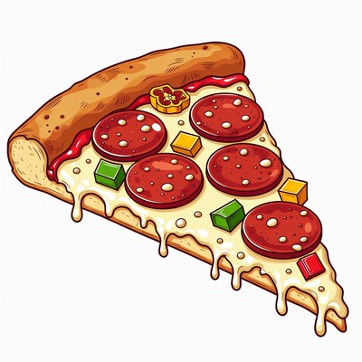 Pizza Slice with Pepperoni and Peppers