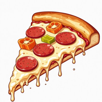 Pepperoni Pizza Slice Illustration