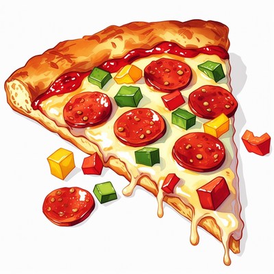 Pepperoni Pizza Slice Illustration