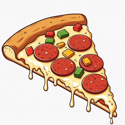 Pizza Slice with Pepperoni and Veggies