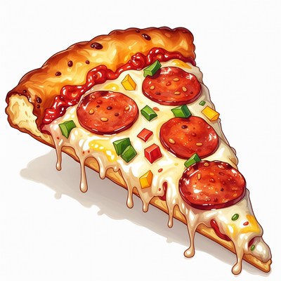 Pepperoni Pizza Slice Illustration