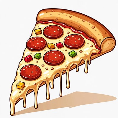 Pepperoni Pizza Slice with Cheese Drip