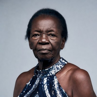 Elderly African woman in sequin dress