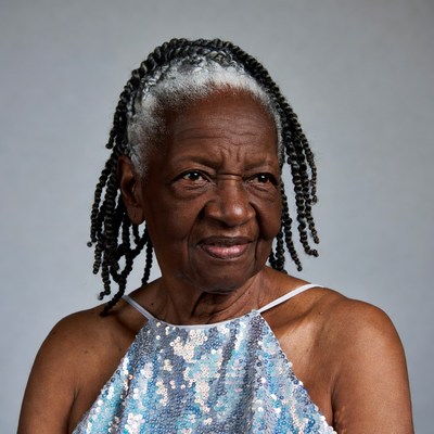 Elderly African-American woman in sequin top