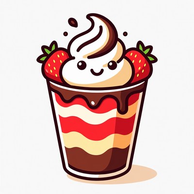 Cute Strawberry Parfait Illustration