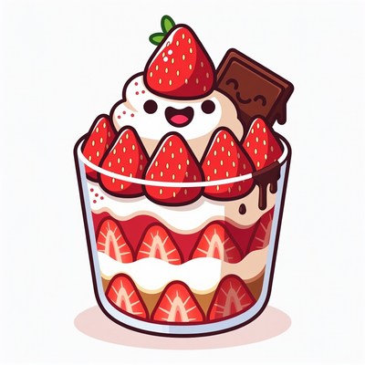 Cute Strawberry Shortcake Illustration