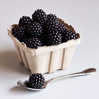 Blackberries in Carton with Spoon