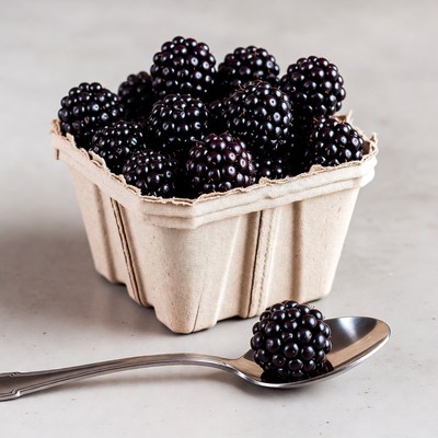 Blackberries in Carton with Spoon
