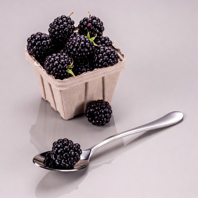 Blackberries in Carton with Spoon
