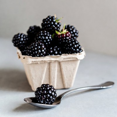 Blackberries in Carton with Spoon