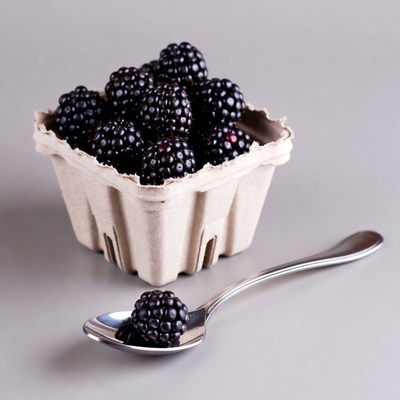 Blackberries in Carton with Spoon