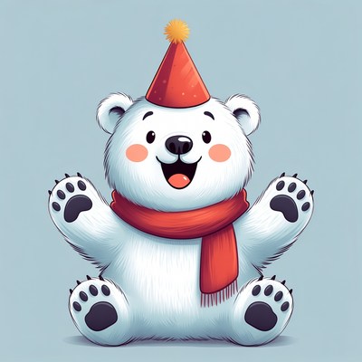 Cute polar bear in party hat