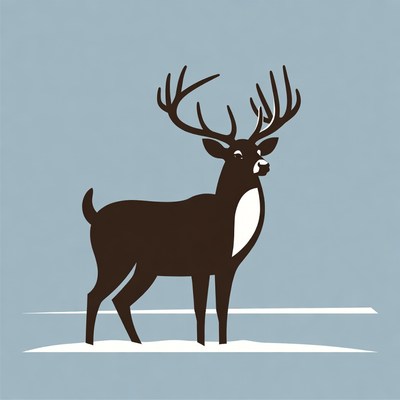Black silhouette deer with antlers