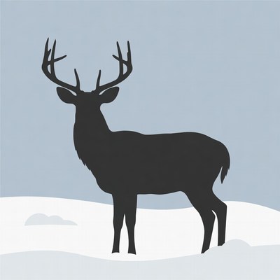 Silhouette of Deer on Snow