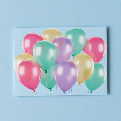 Colorful Balloons on Blue Background