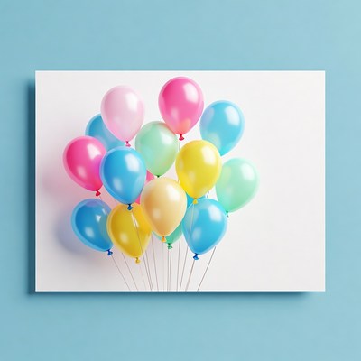 Colorful Balloons Cluster on White